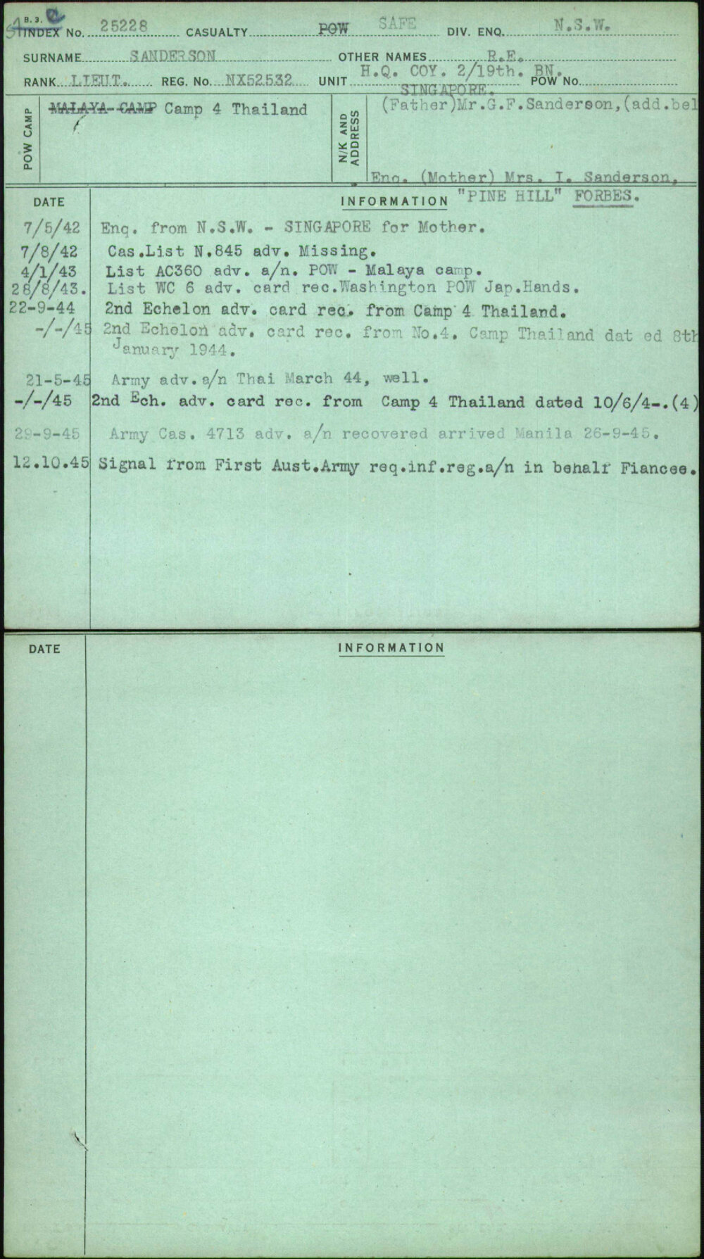 Sanderson, R E, NX52532