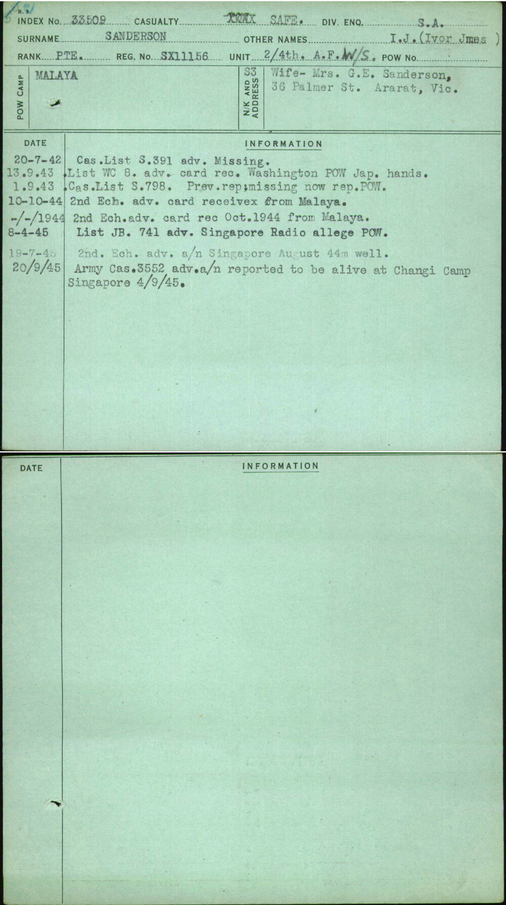 Sanderson, I J (Ivor Jmes), SX11156