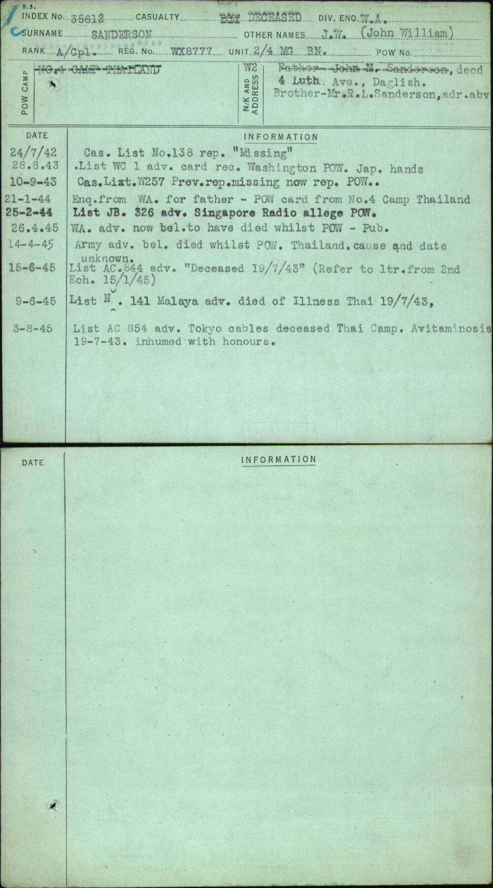 Sanderson, J W (John William), WX8777