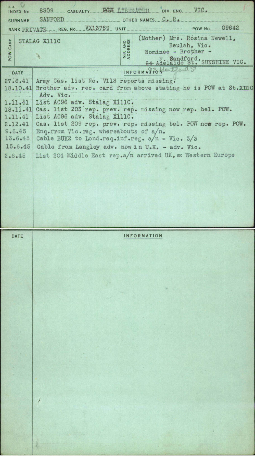 Sanford, C R, VX13769