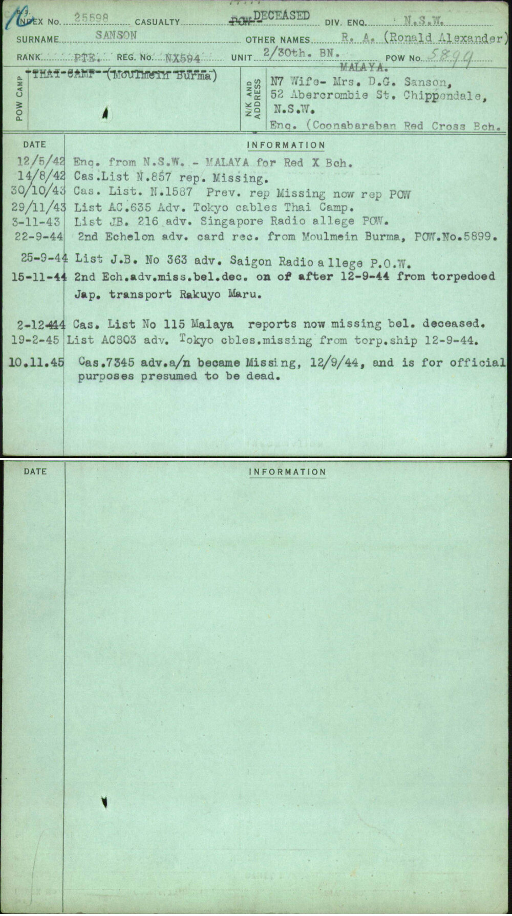 Sanson, R A (Ronald Alexander), NX594