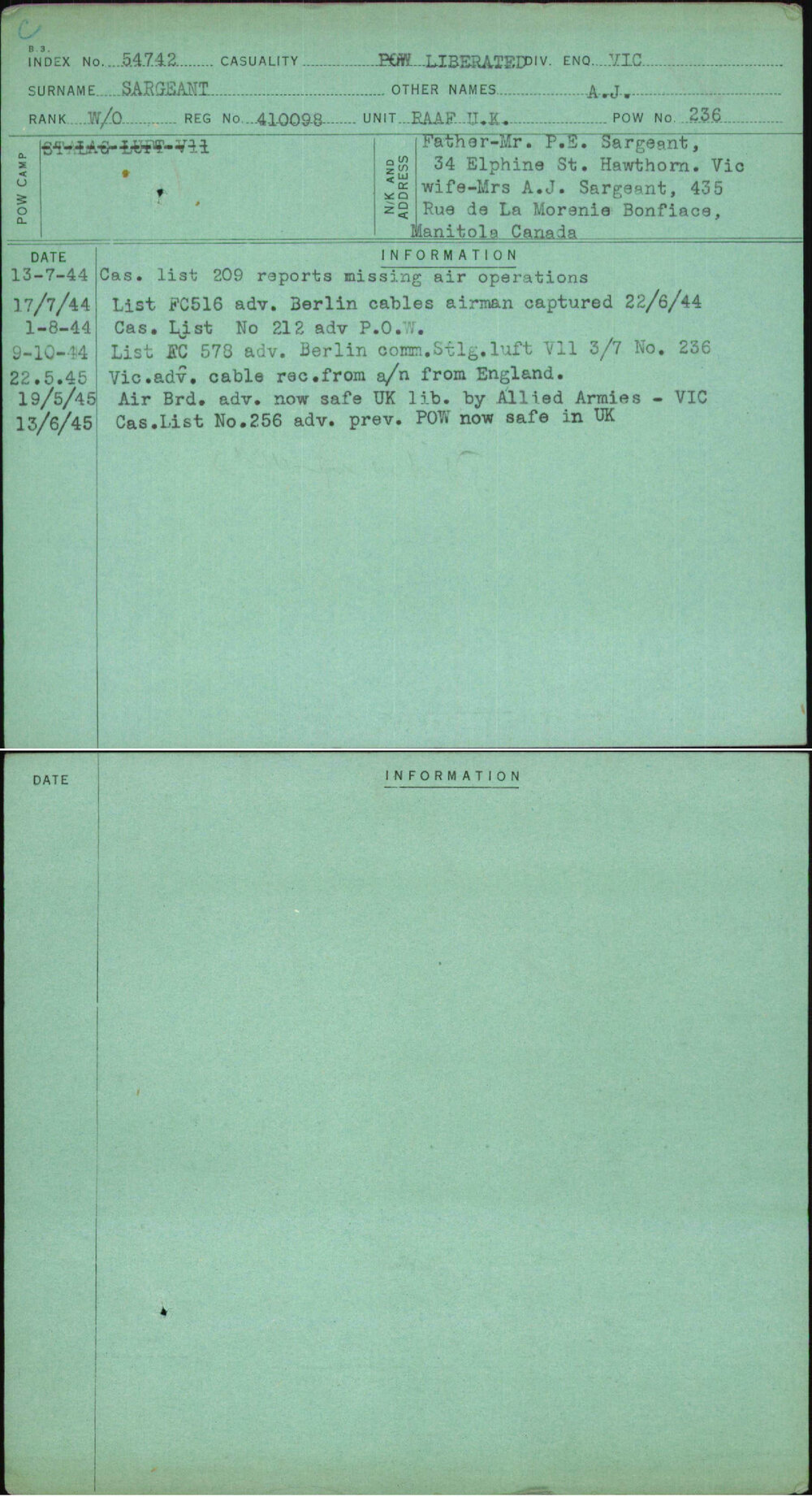 Sargeant, A J, 410098