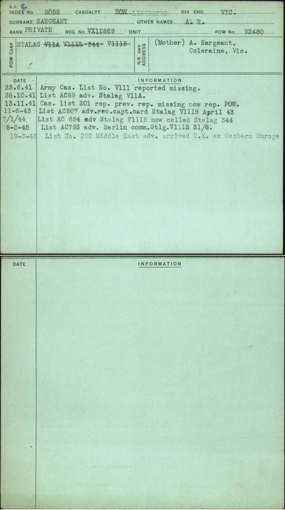 Sargeant, A R, VX12869