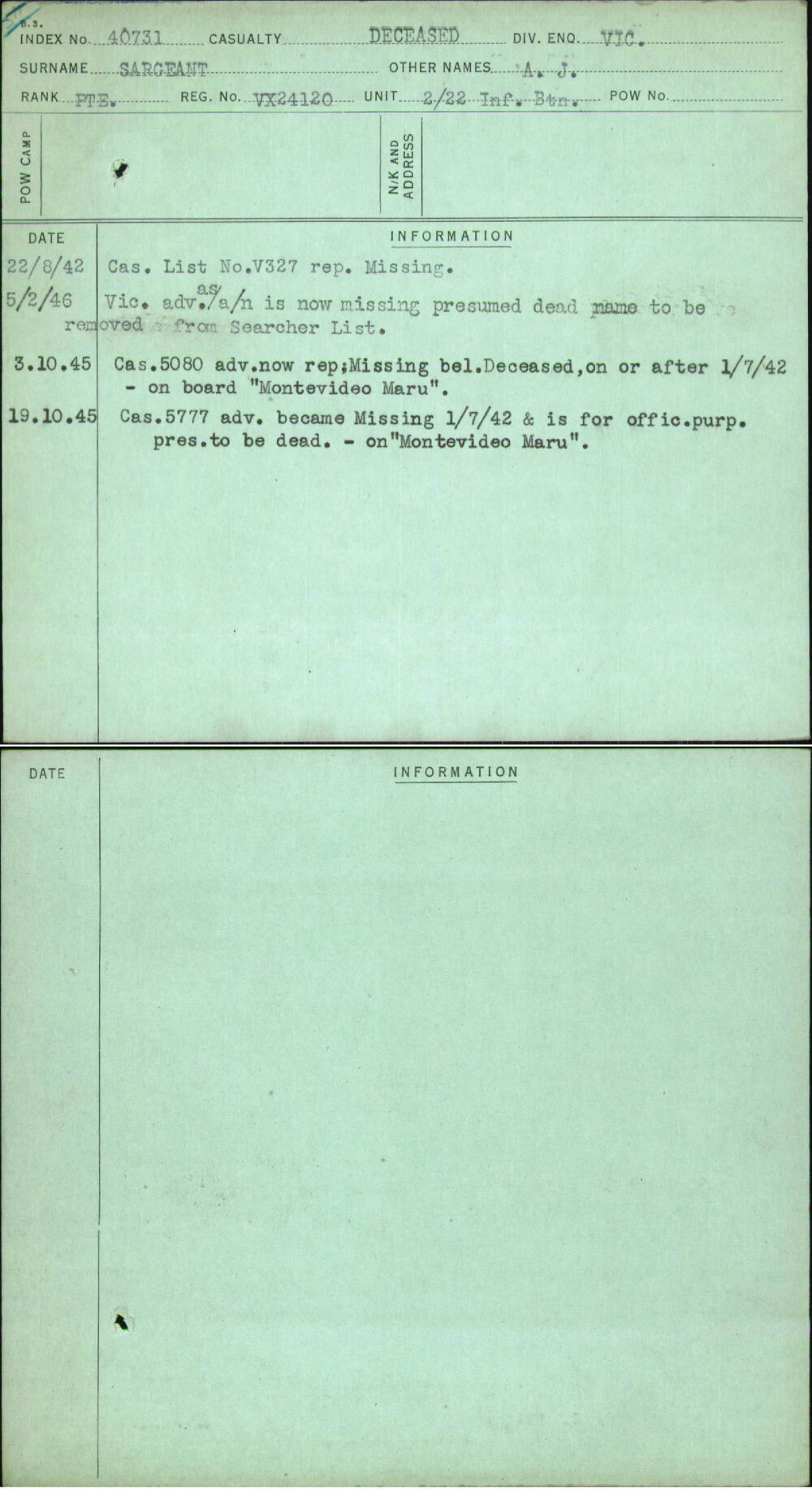 Sargeant, A J, VX24120