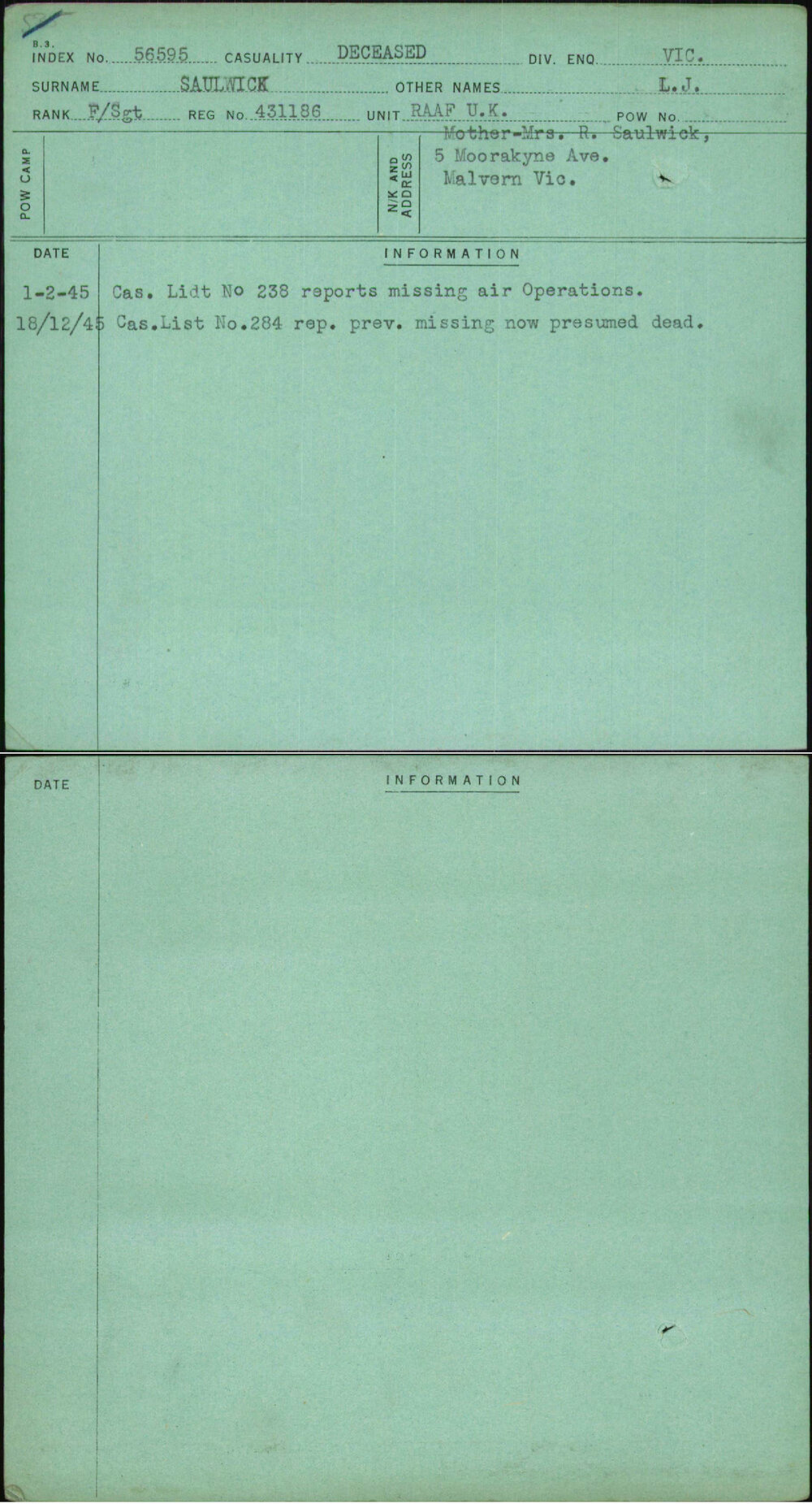 Saulwick, L J, 431186