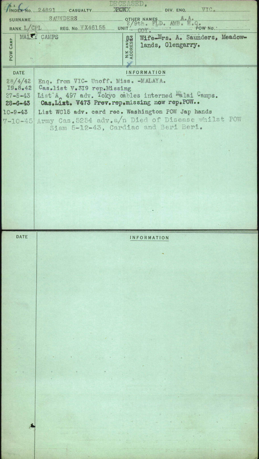 Saunders, A A, VX46155