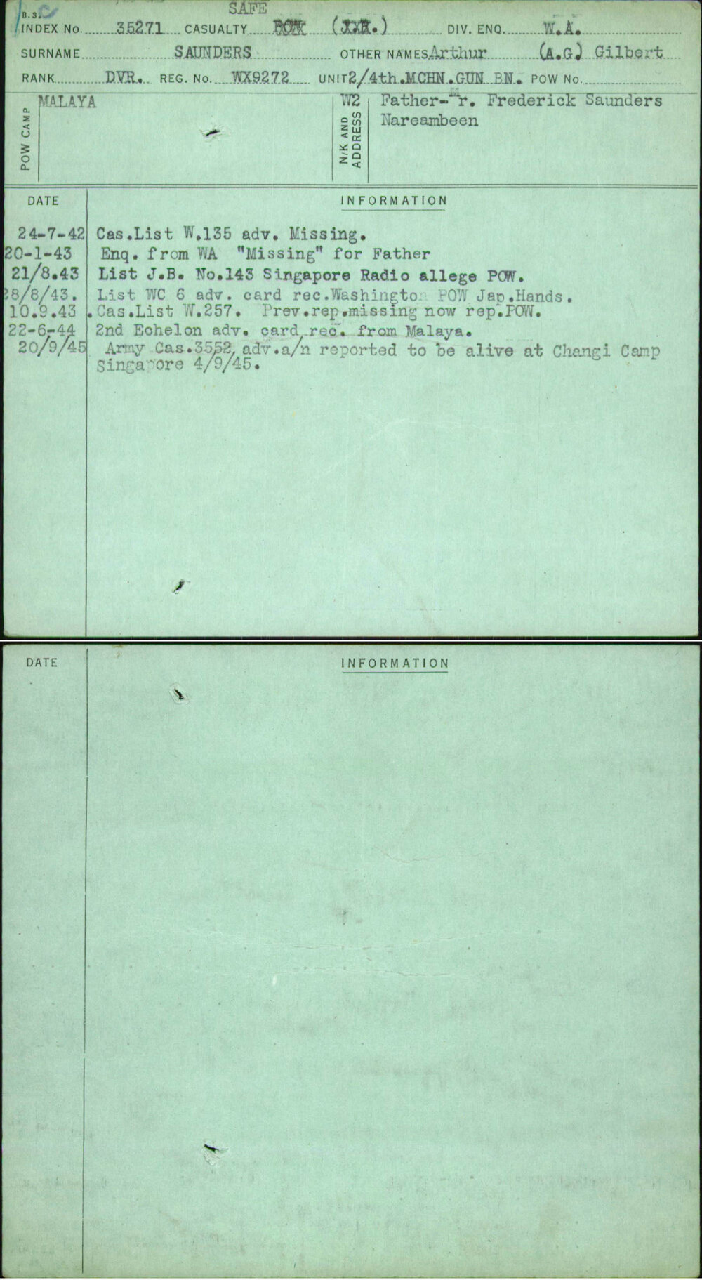 Saunders, Arthur (A G) Gilbert, WX9272