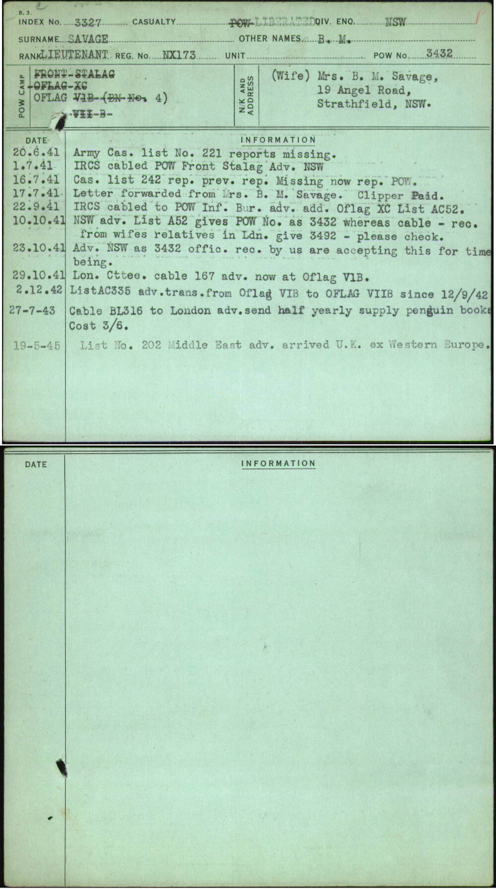 Savage, B M, NX173
