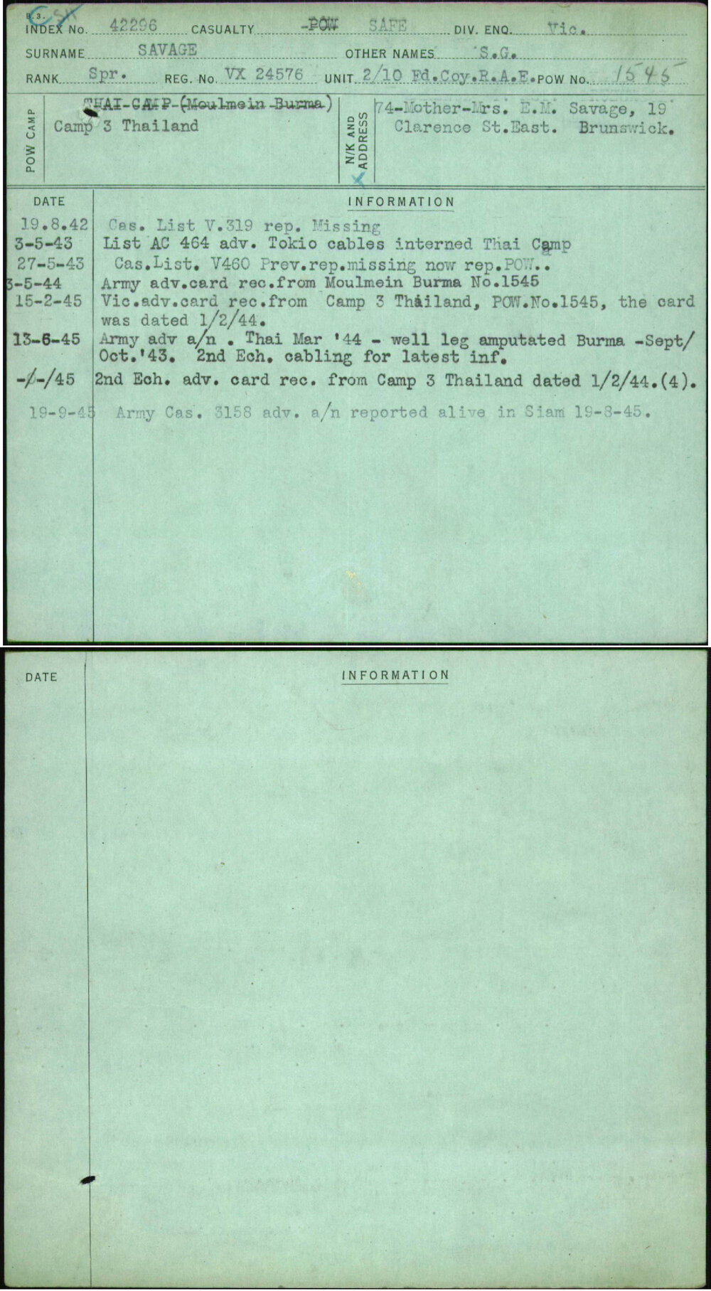 Savage, S G, VX24576