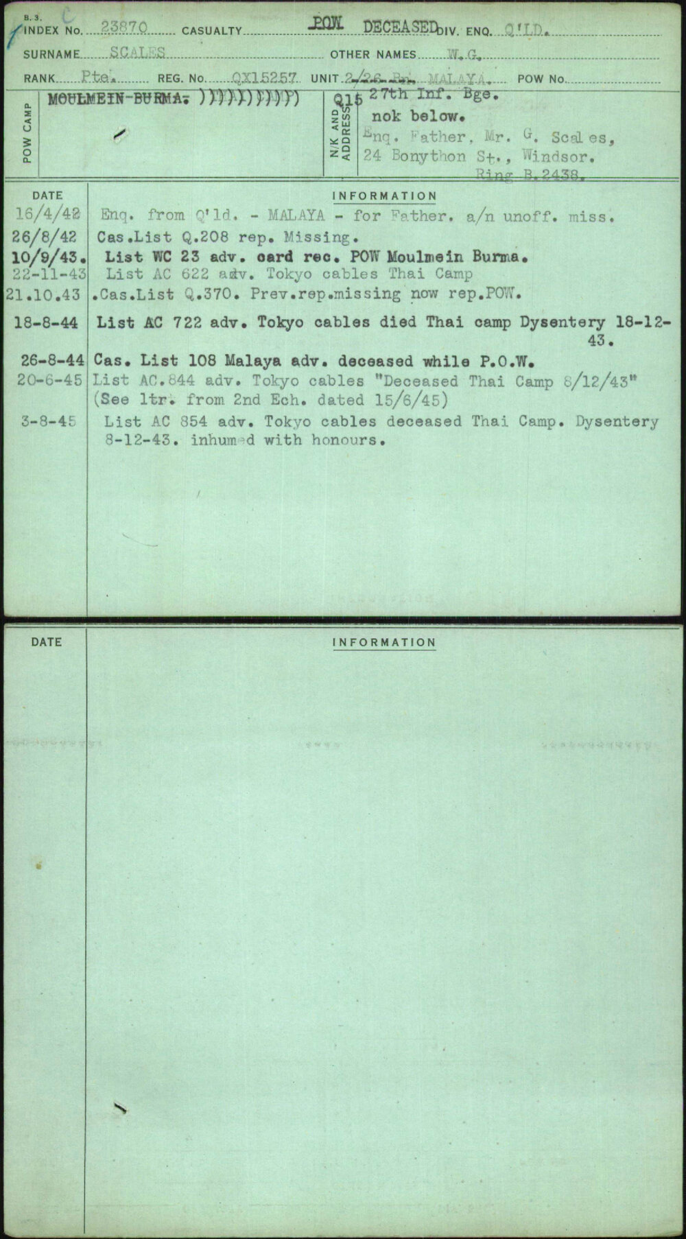 Scales, W G, QX15257