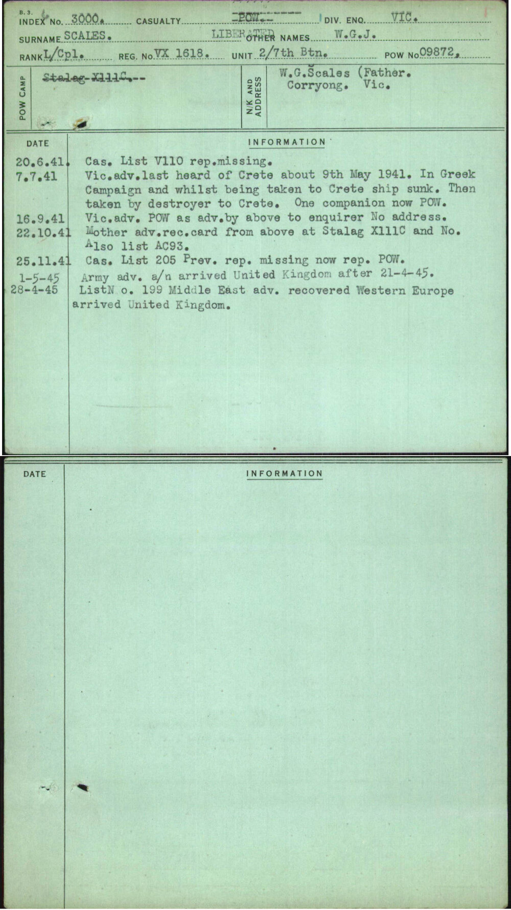 Scales, W G J, VX1618
