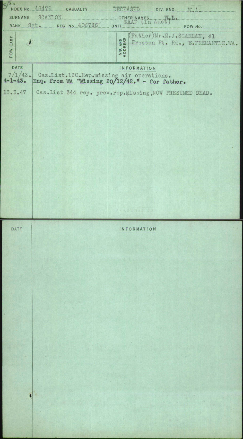 Scanlon, W L, 406736