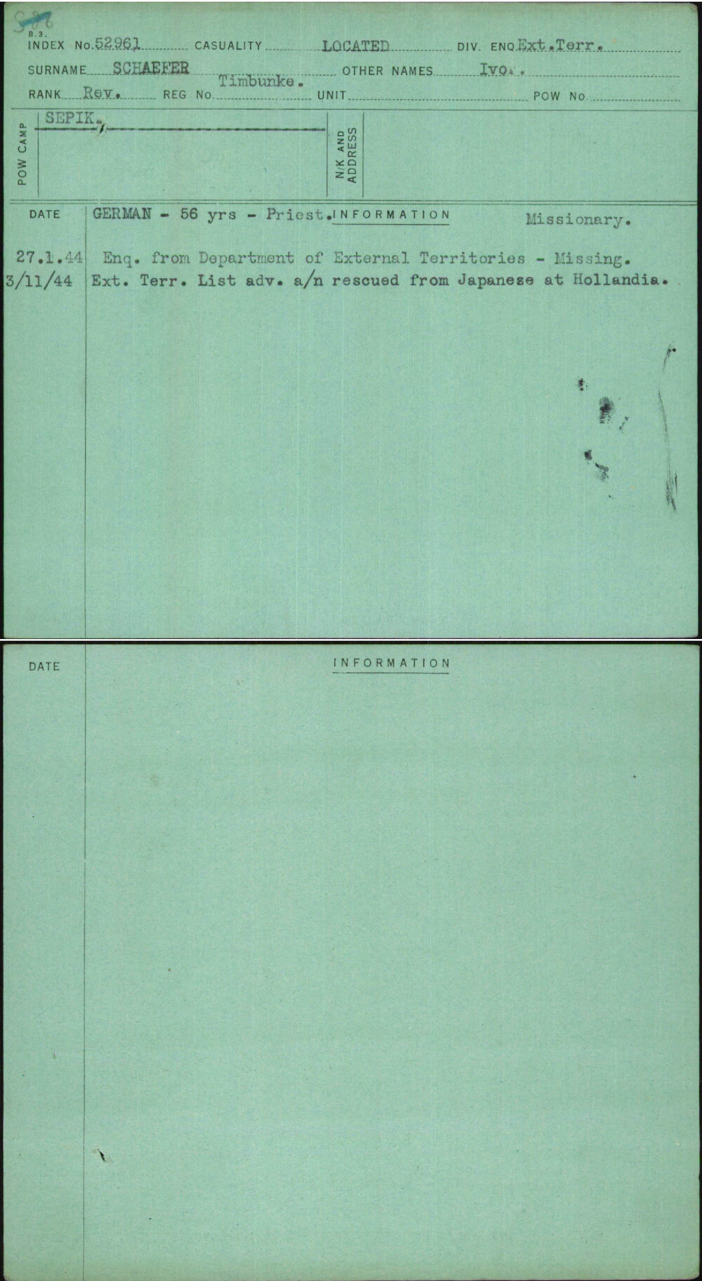 Schaefer, Ivo, Timbunke