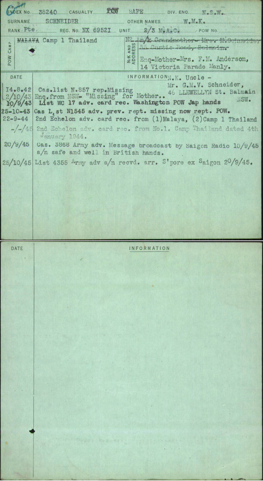 Schneider, W M K, NX69521