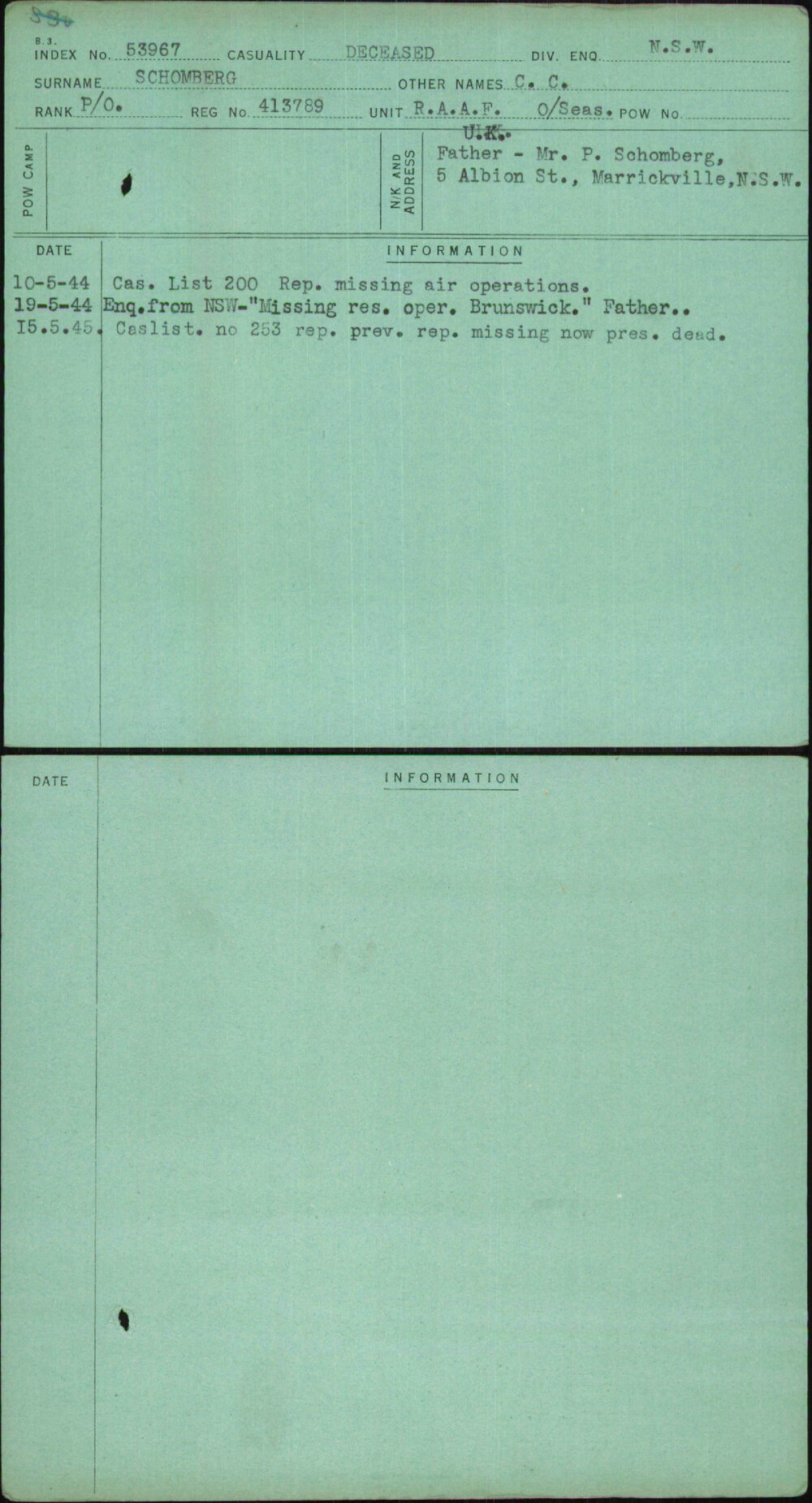 Schomberg, C C, 413789