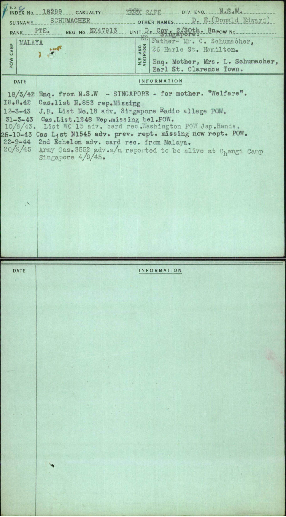 Schumacher, D E (Donald Edward), NX47913