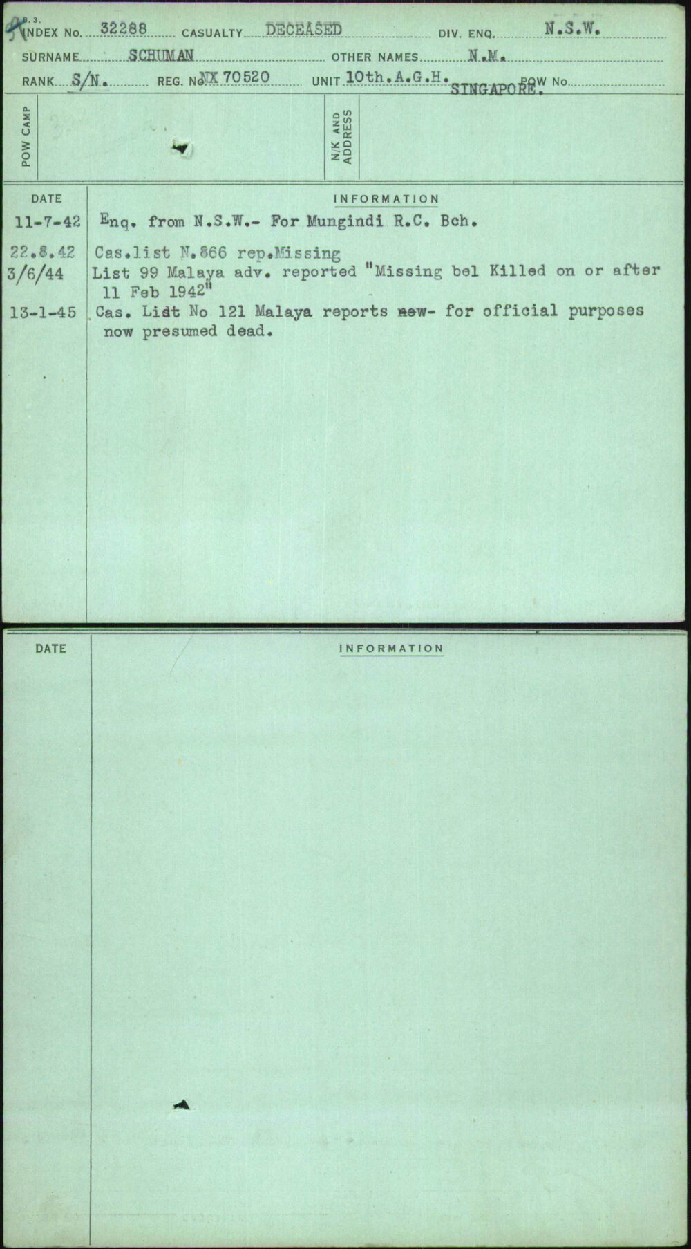 Schuman, N M, NX70520