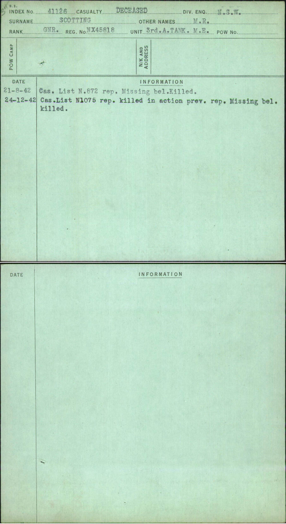 Scotting, M R, NX45818