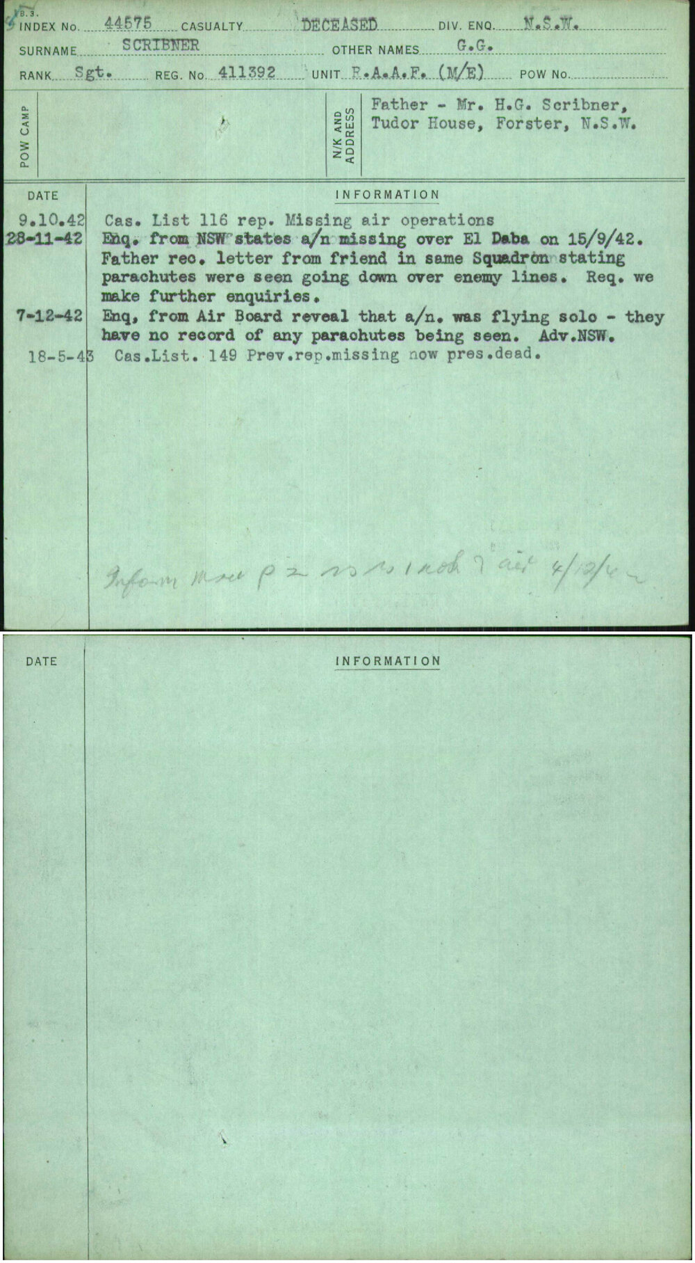 Scribner, G G, 411392