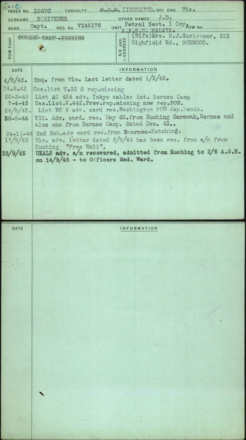 Scrivener, J D, VX45178