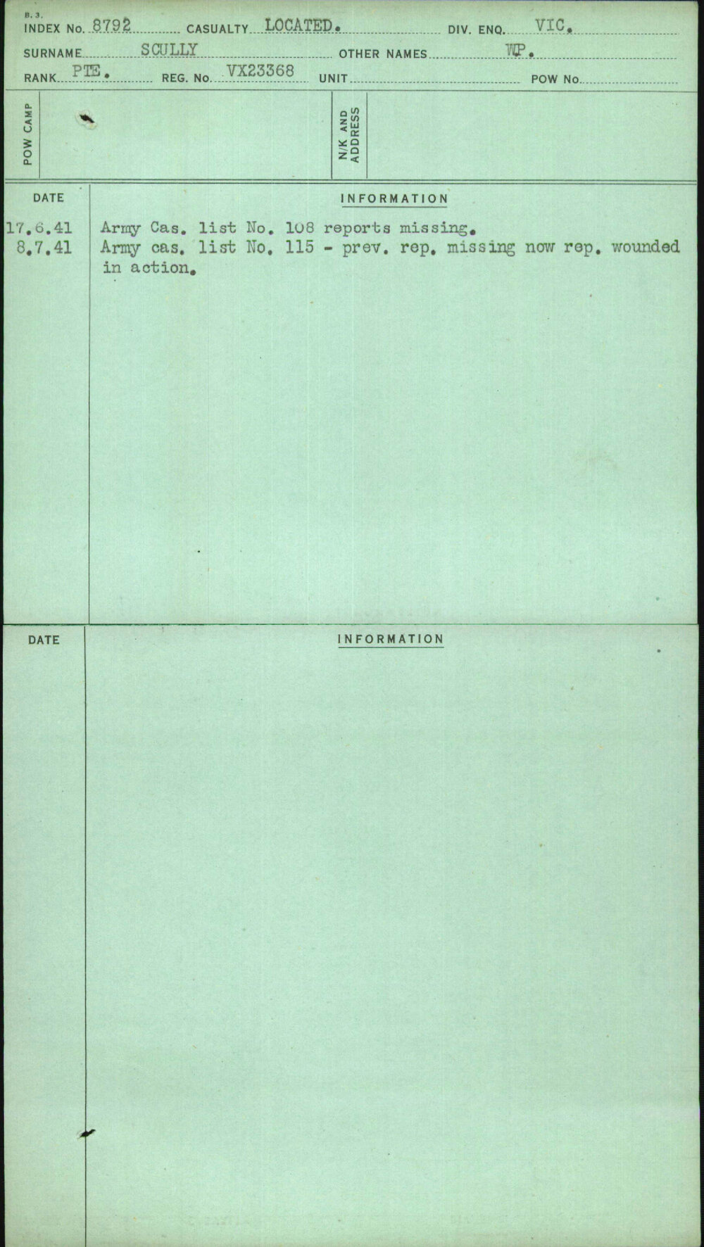 Scully, W P, VX23368