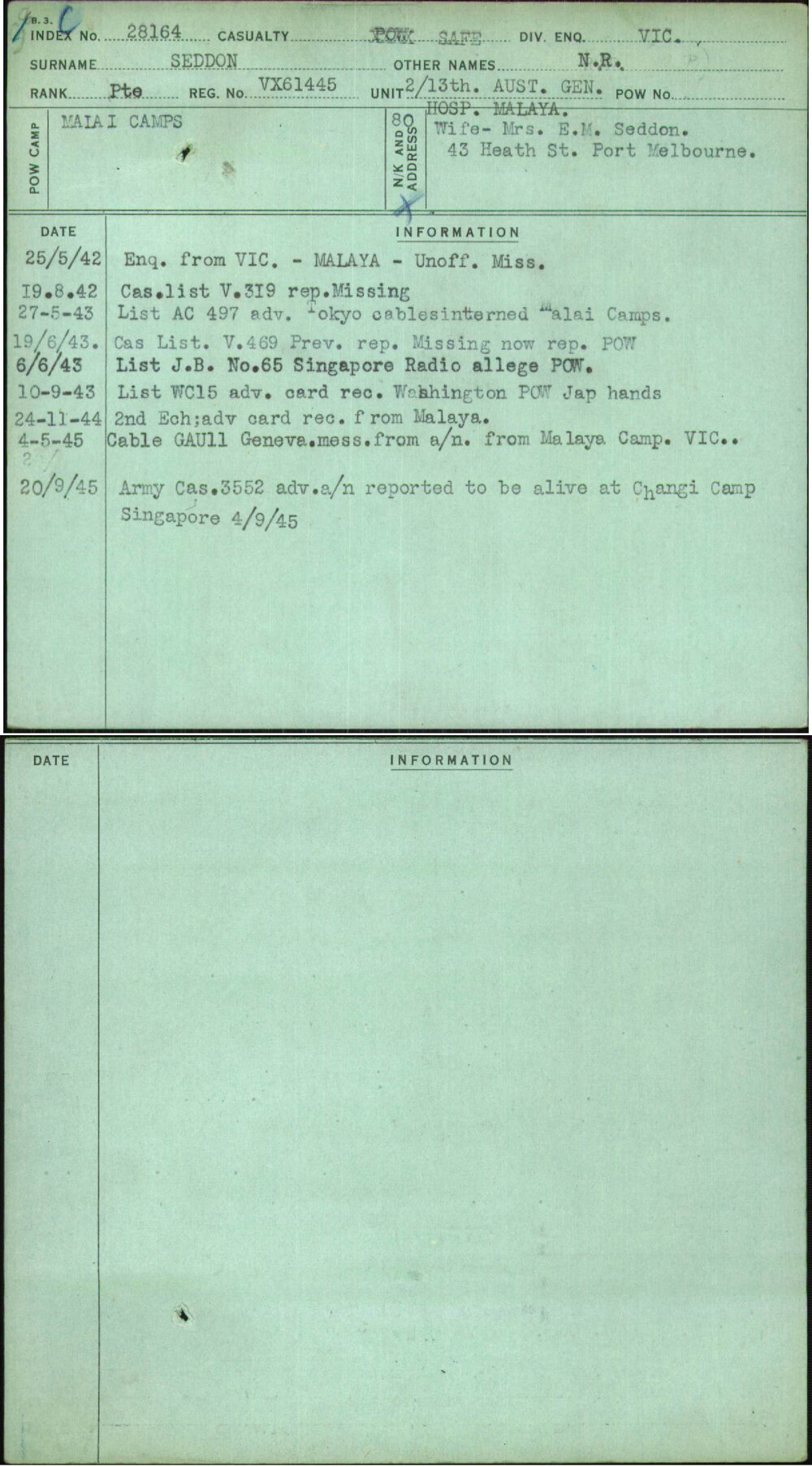 Seddon, N R, VX61445