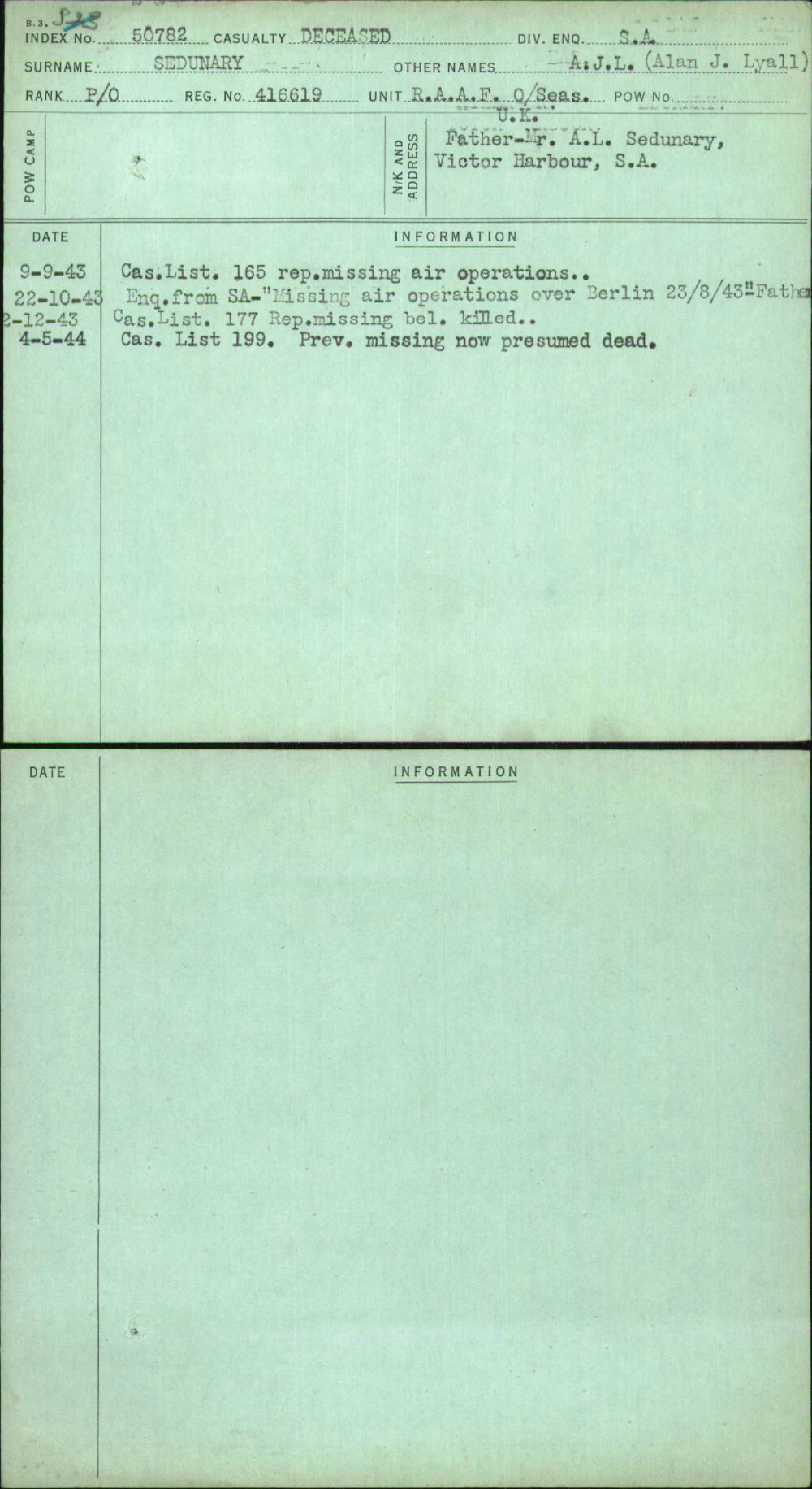 Sedunary, A J L (Alan J Lyall), 416619