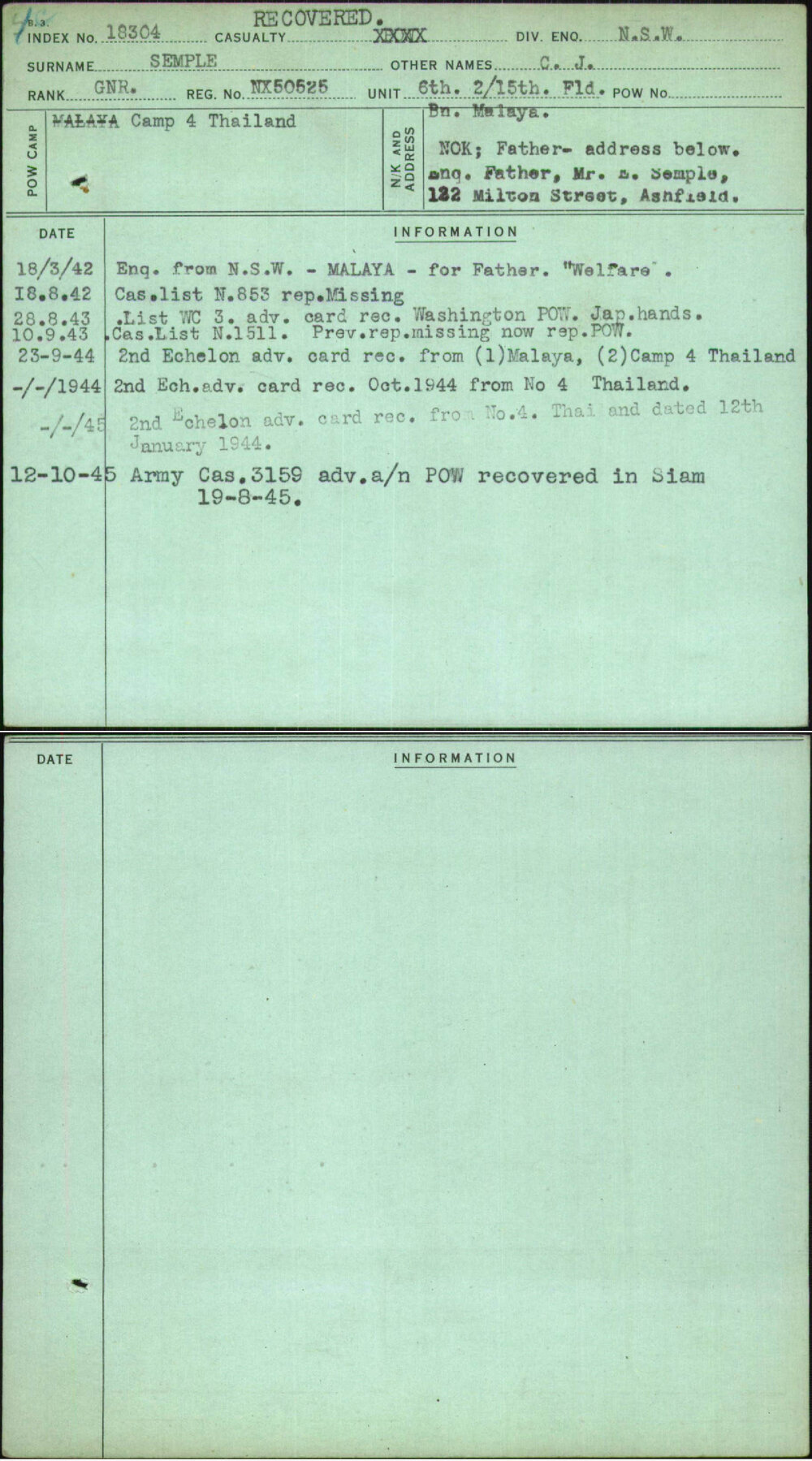 Semple, C J, NX50525