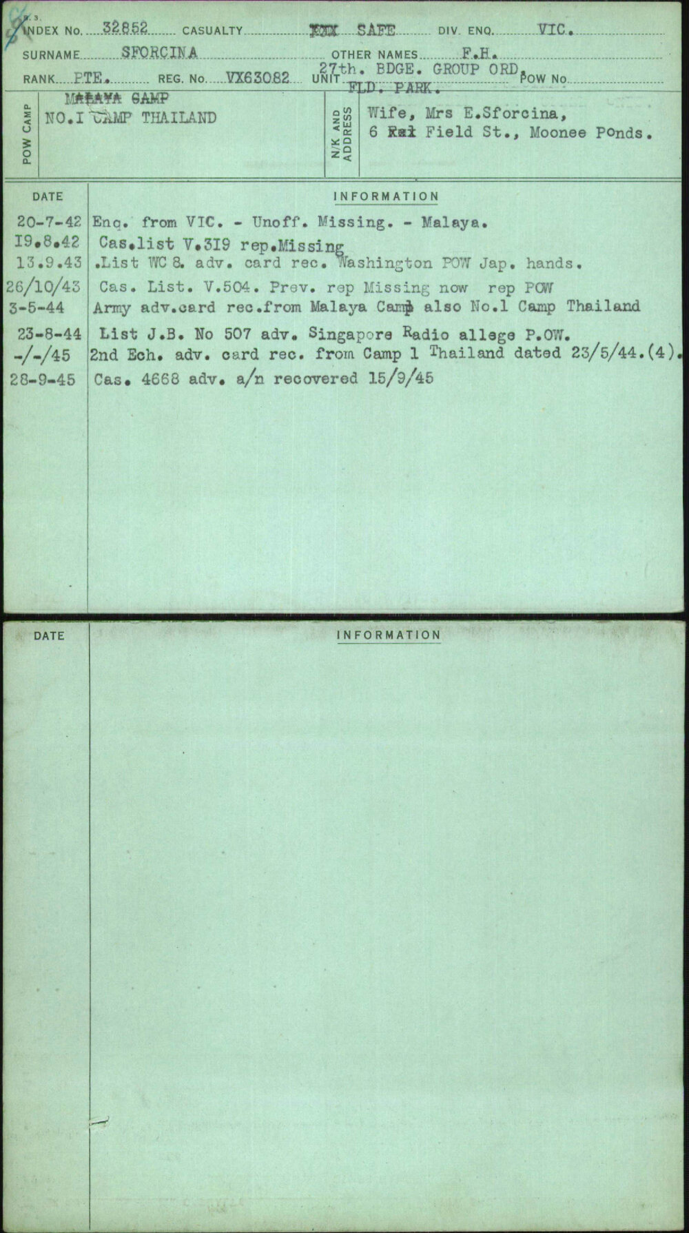 Sforcina, F H, VX63082