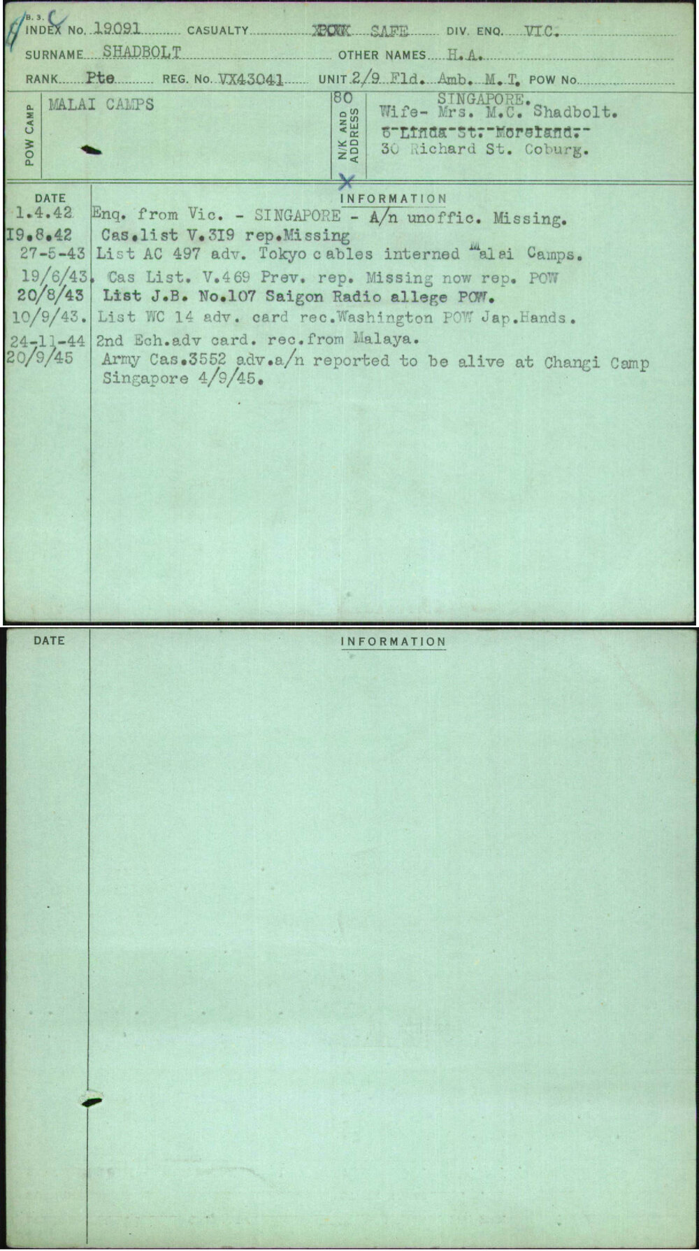 Shadbolt, H A, VX43041