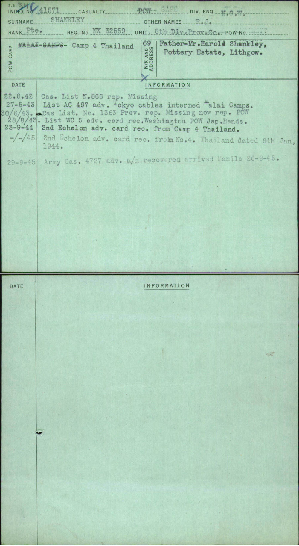 Shankley, R J, NX32559