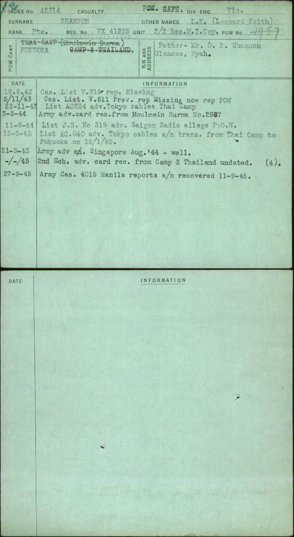 Shannon, L K (Leonard Keith), VX41225