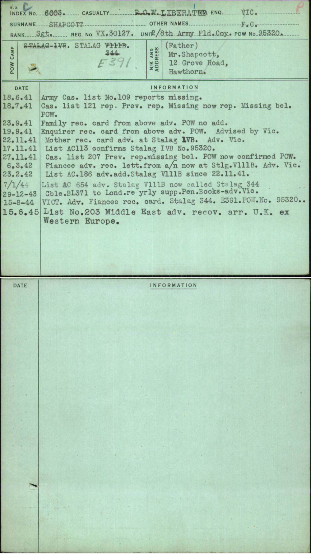 Shapcott, F C, VX30127