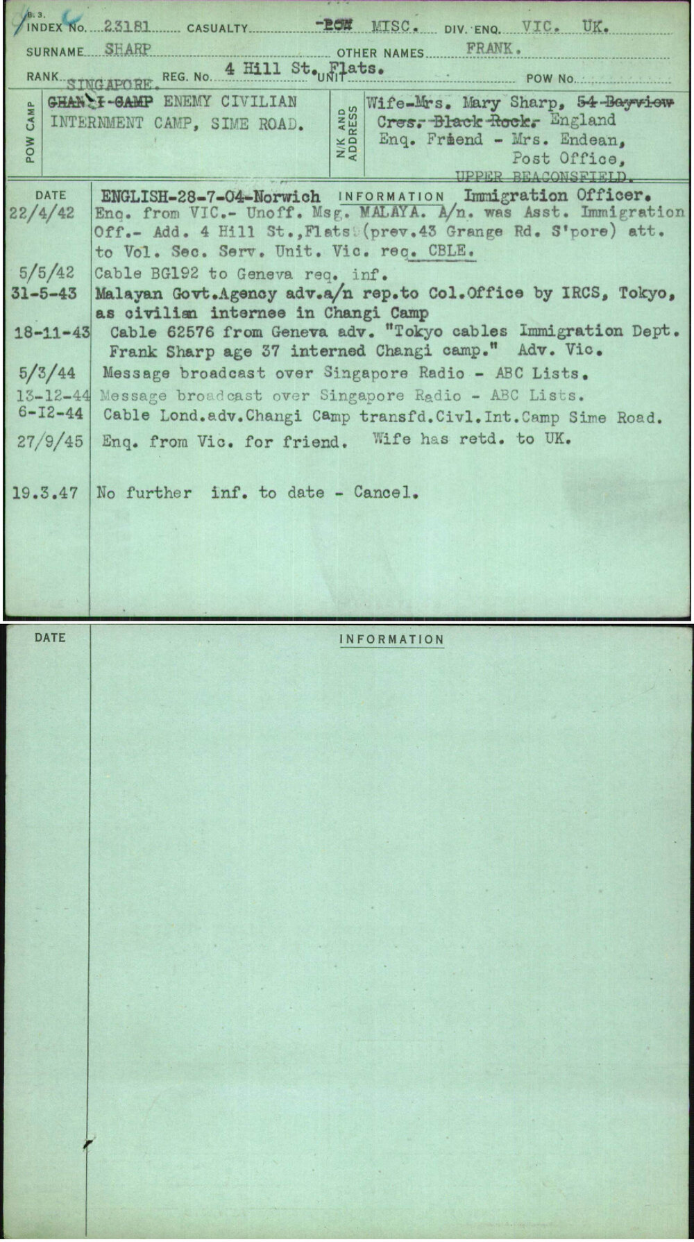 Sharp, Frank, [No Service Number]