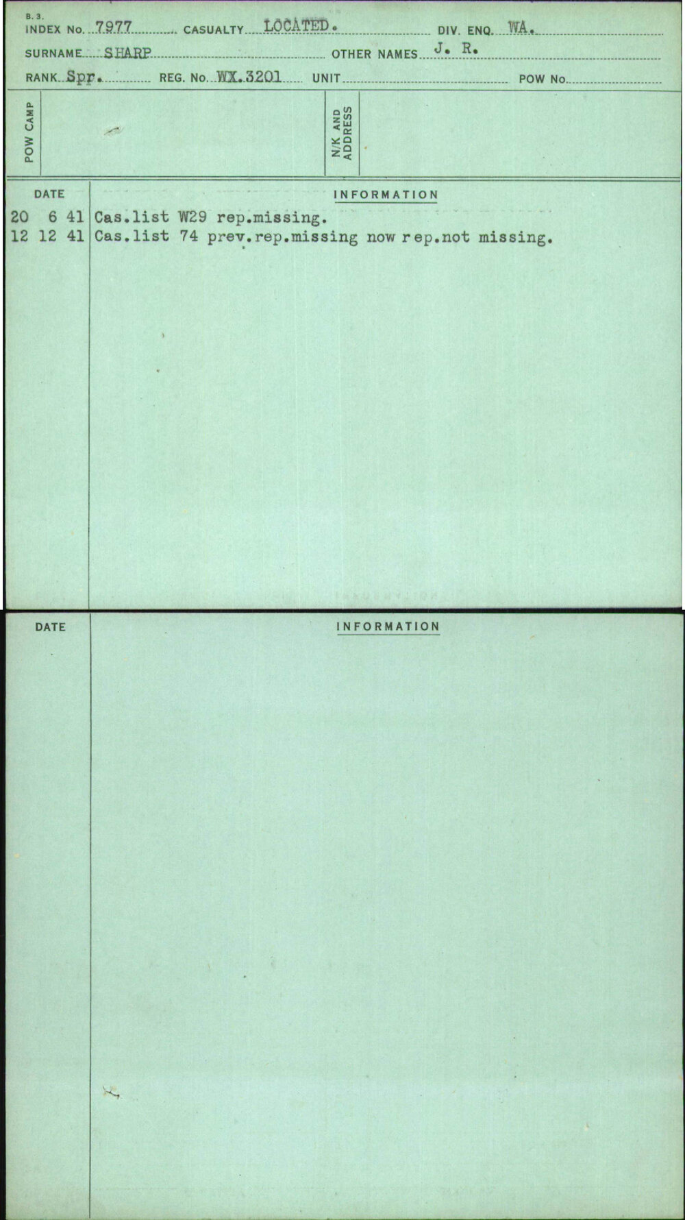 Sharp, J R, WX3201