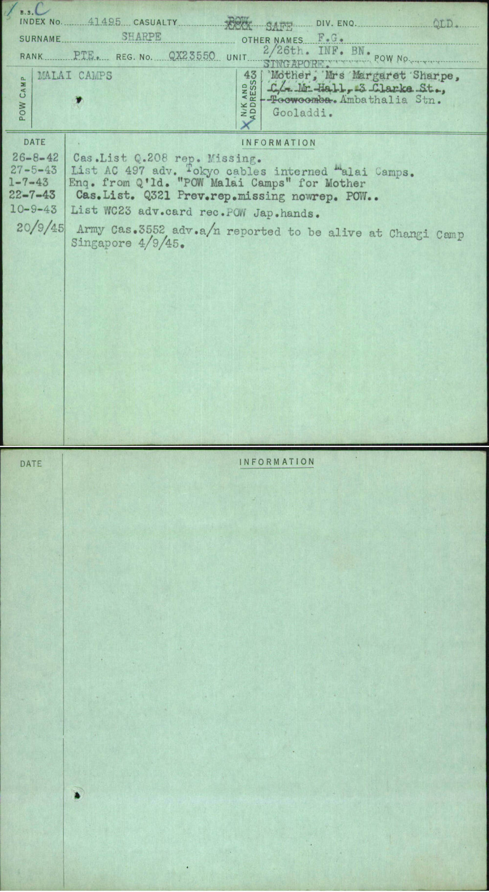 Sharpe, F G, QX23550