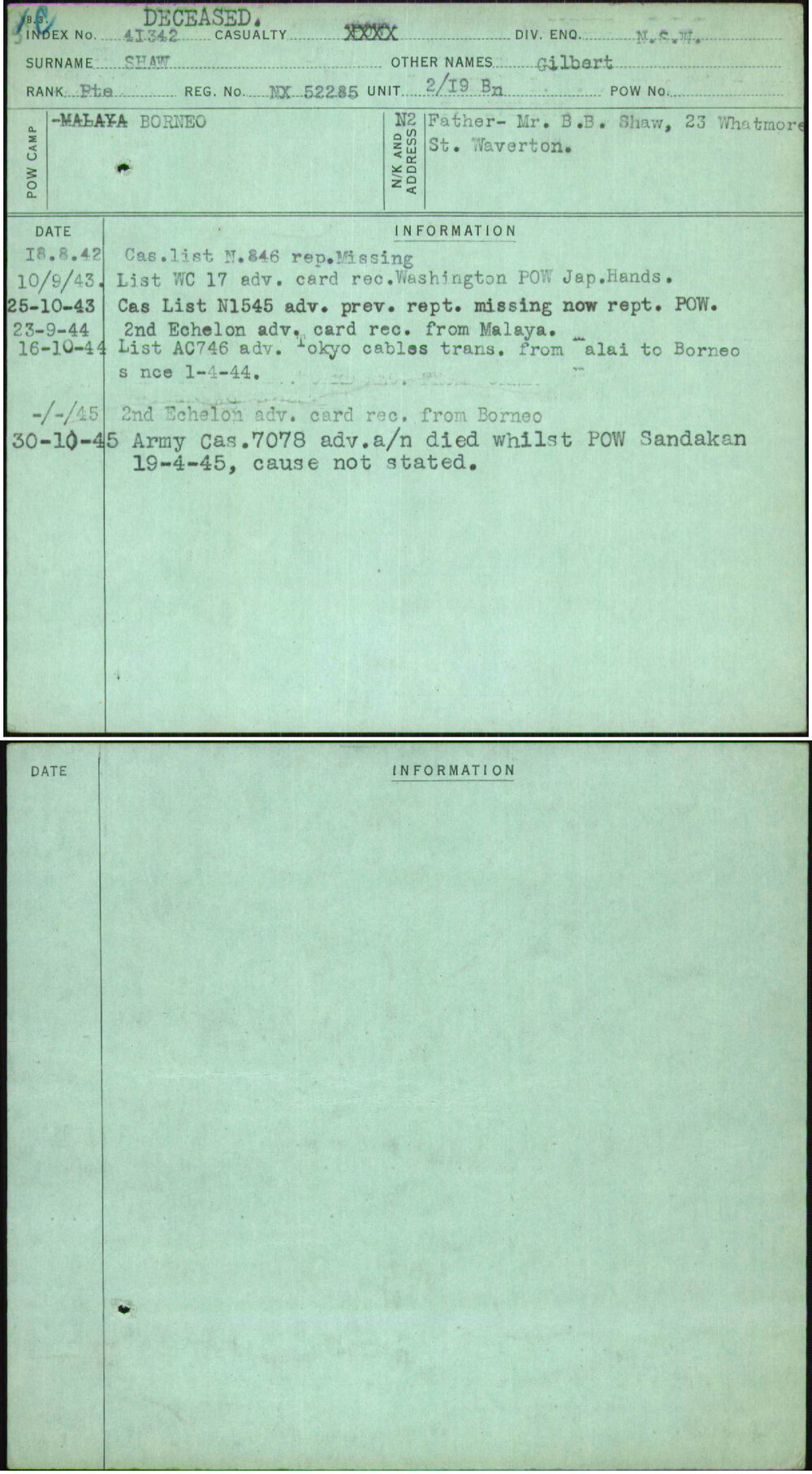 Shaw, Gilbert, NX52285