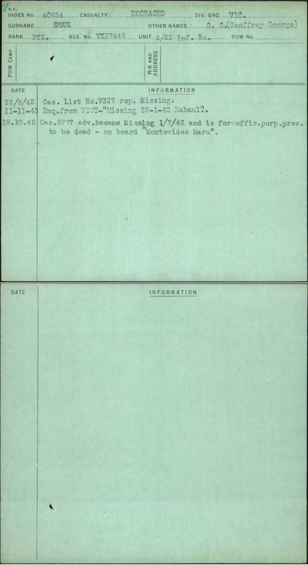 Shaw, G G (Geoffrey George), VX37445