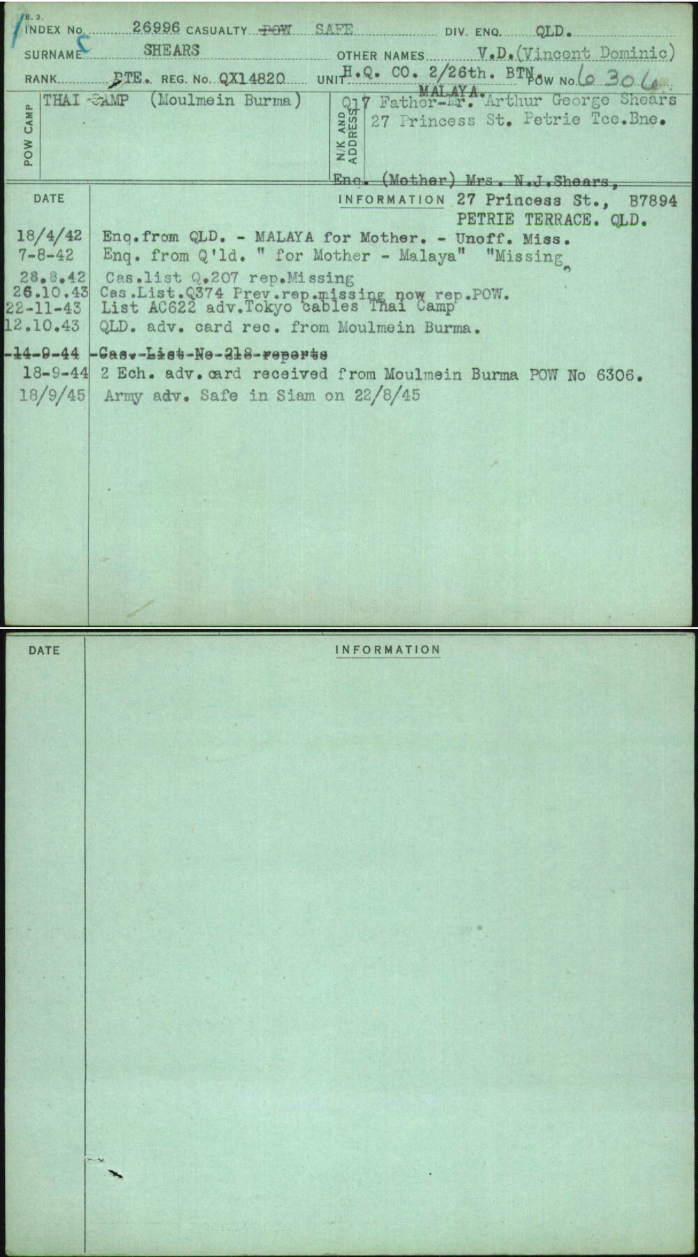 Shears, V D (Vincent Dominic), QX14820