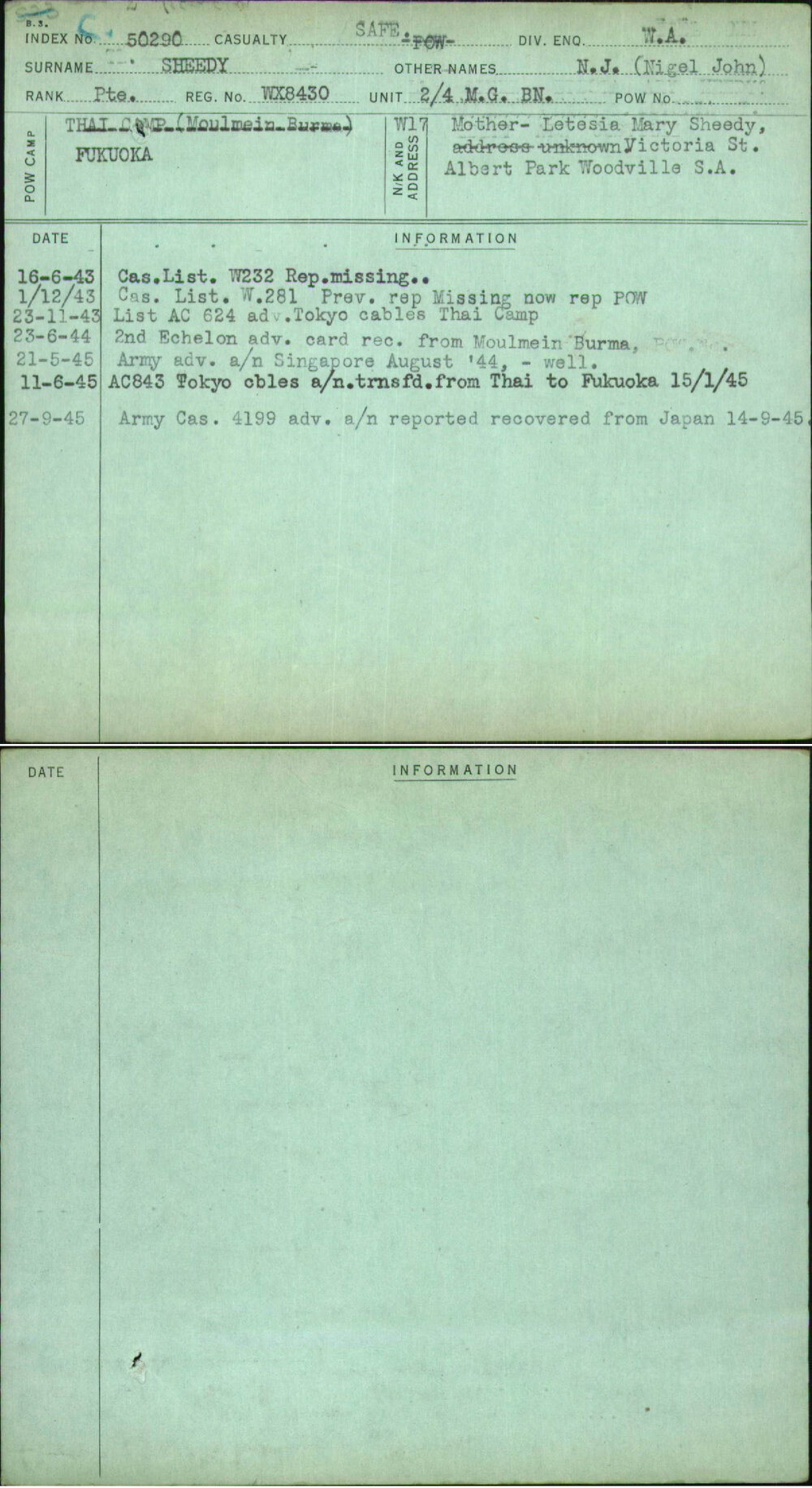 Sheedy, N J (Nigel John), WX8430