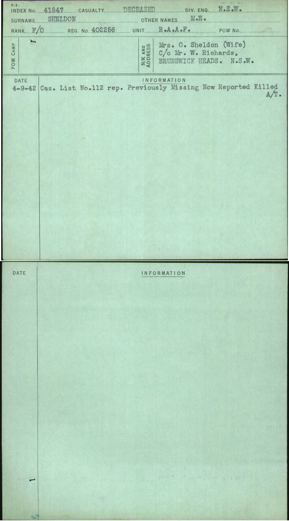 Sheldon, M E, 402256