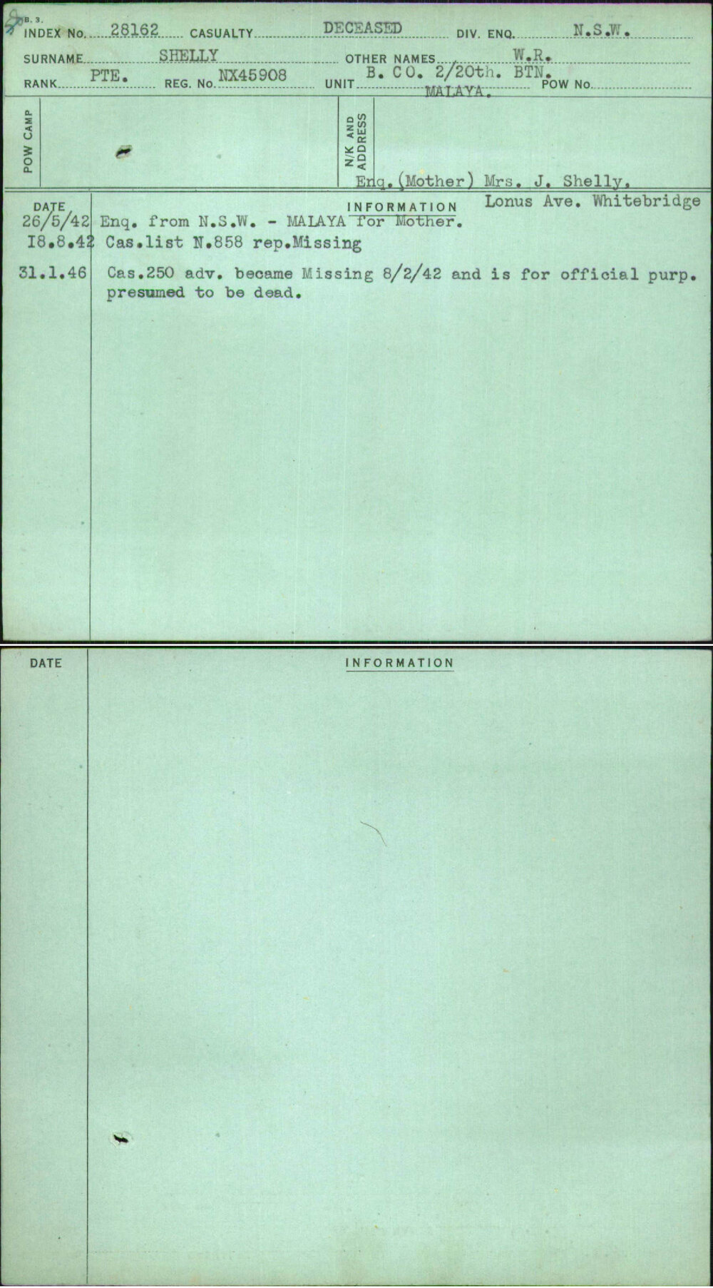 Shelly, W R, NX45908