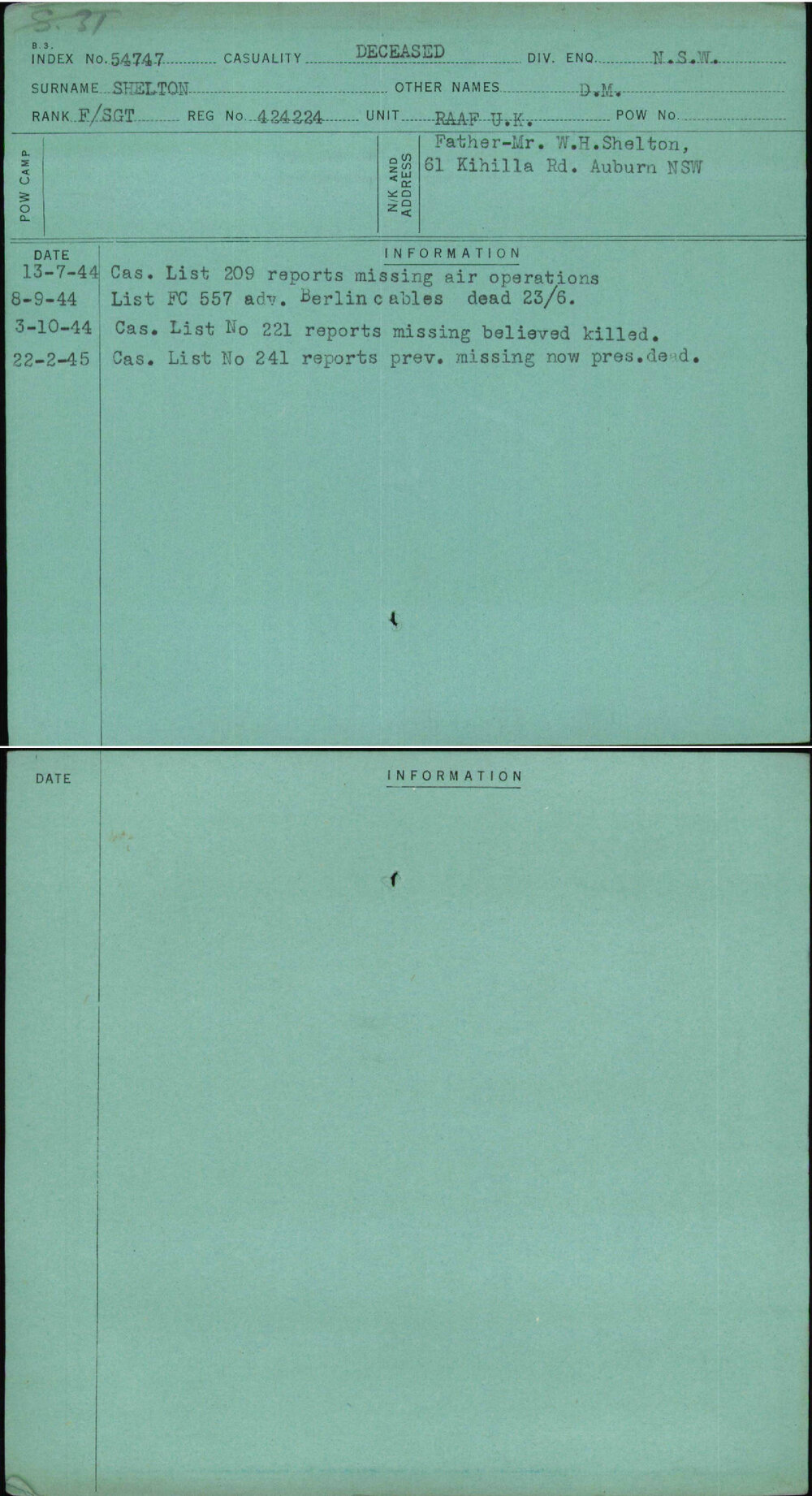 Shelton, D M, 424224