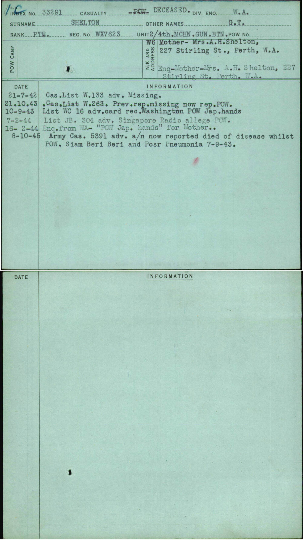 Shelton, G T, WX7623