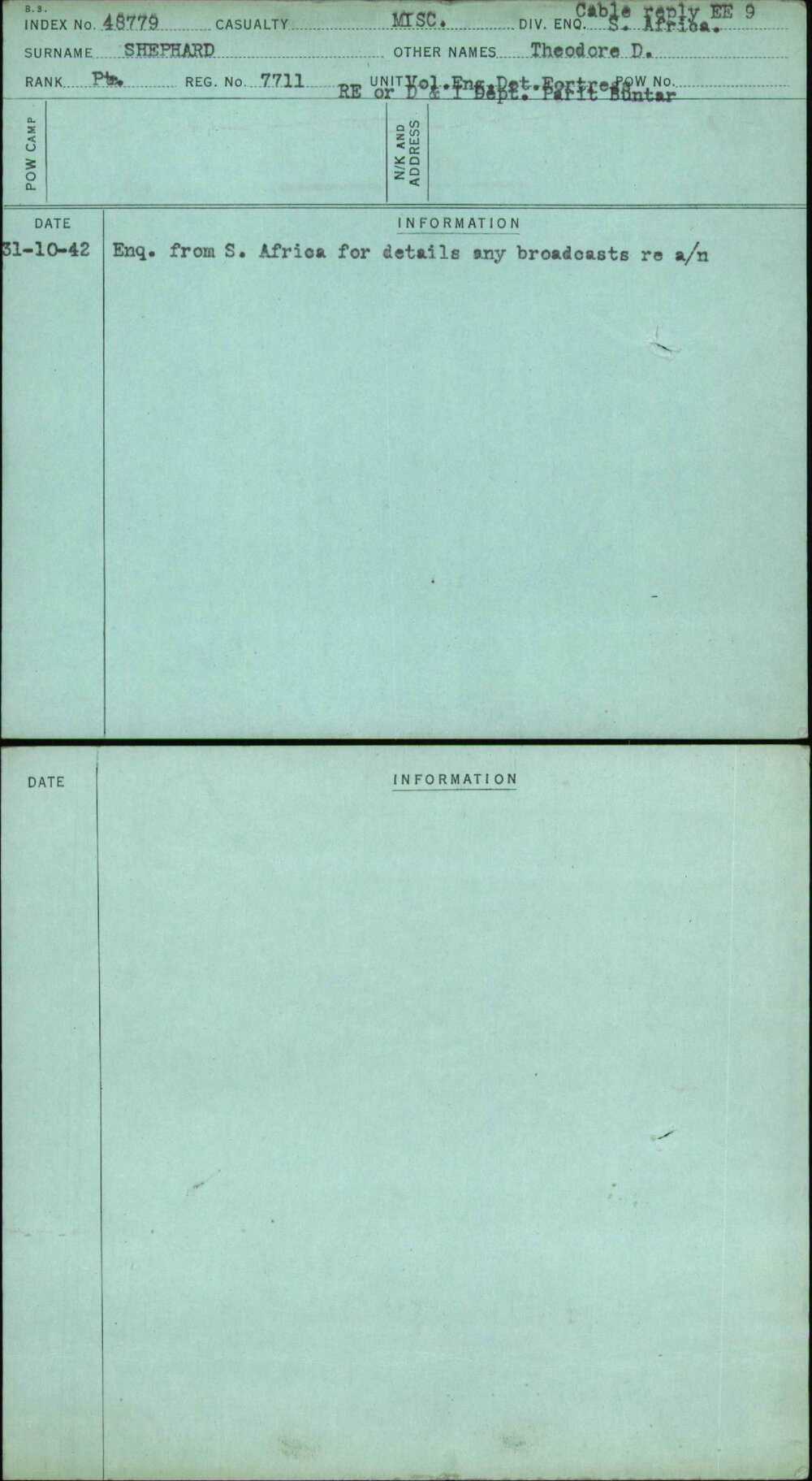 Shephard, Theodore D, 7711