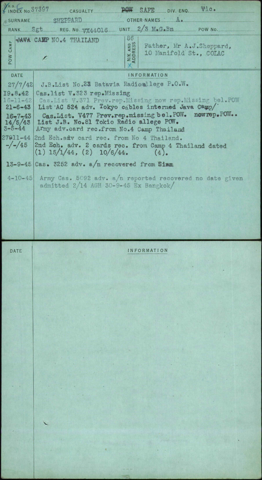 Sheppard, A, VX44016