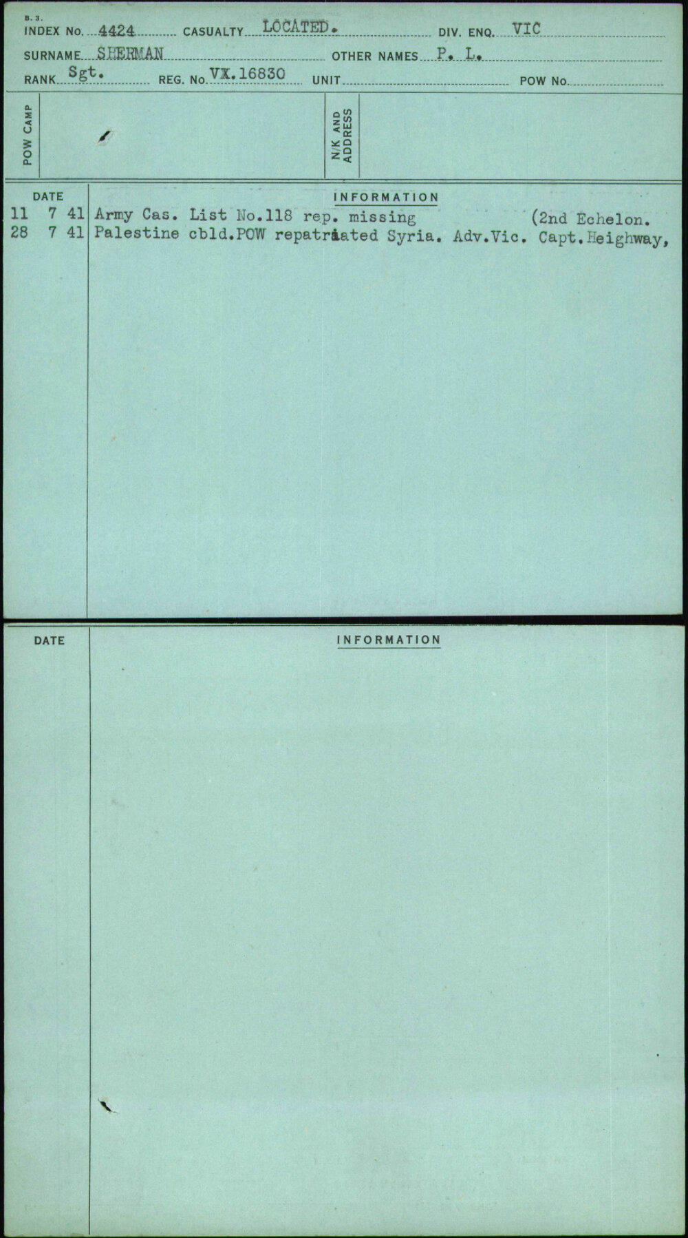 Sherman, P L, VX16830