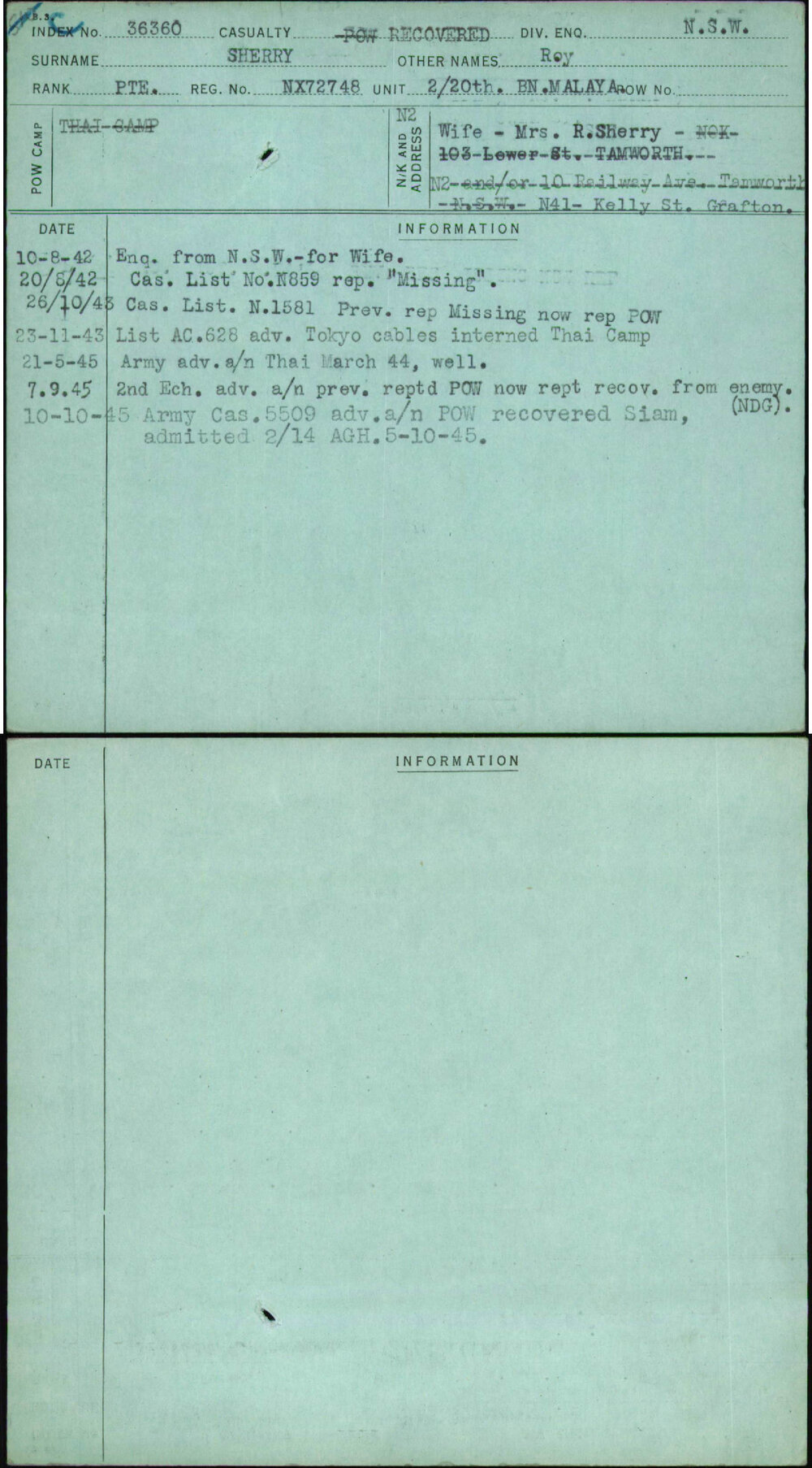 Sherry, Roy, NX72748