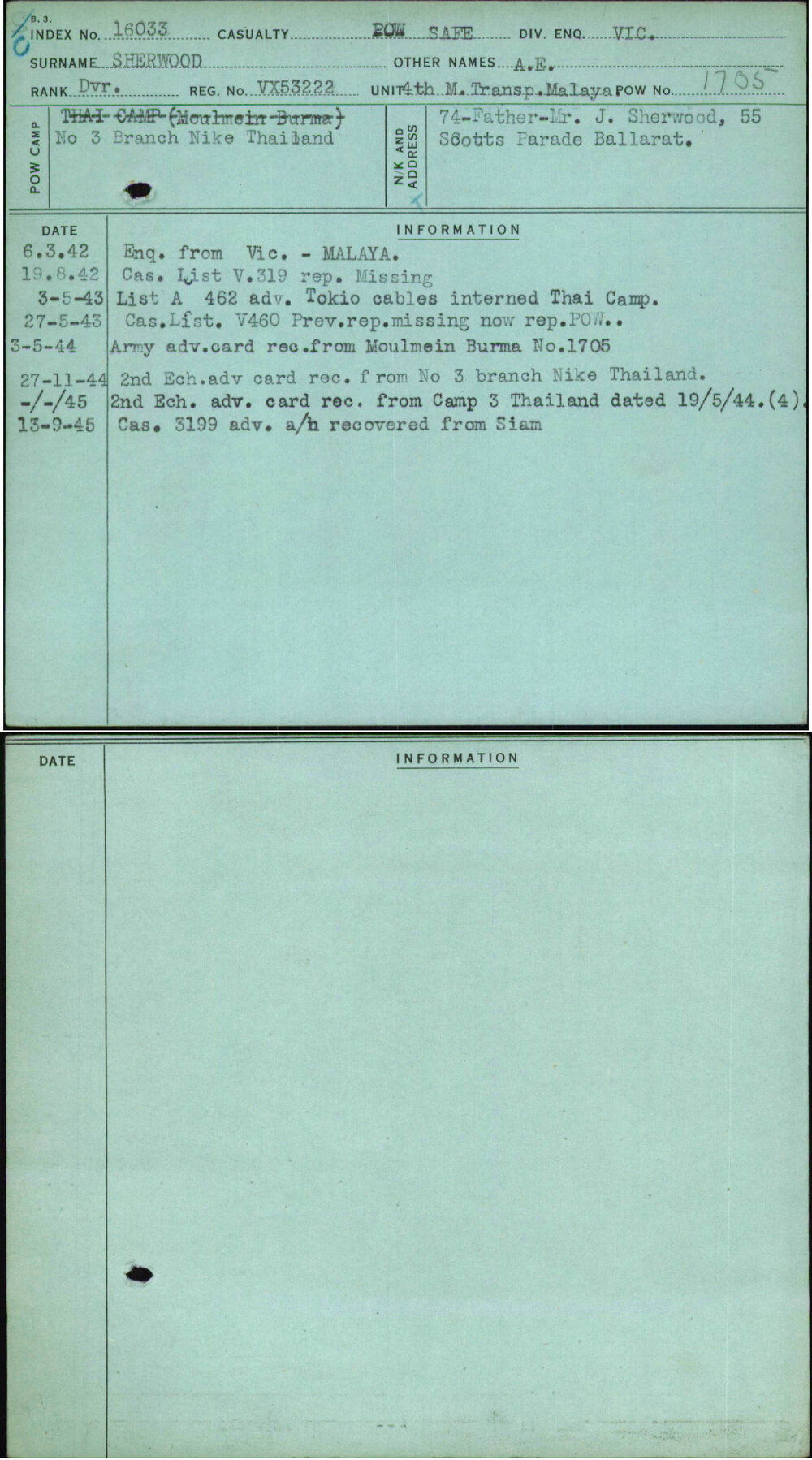 Sherwood, A E, VX53222