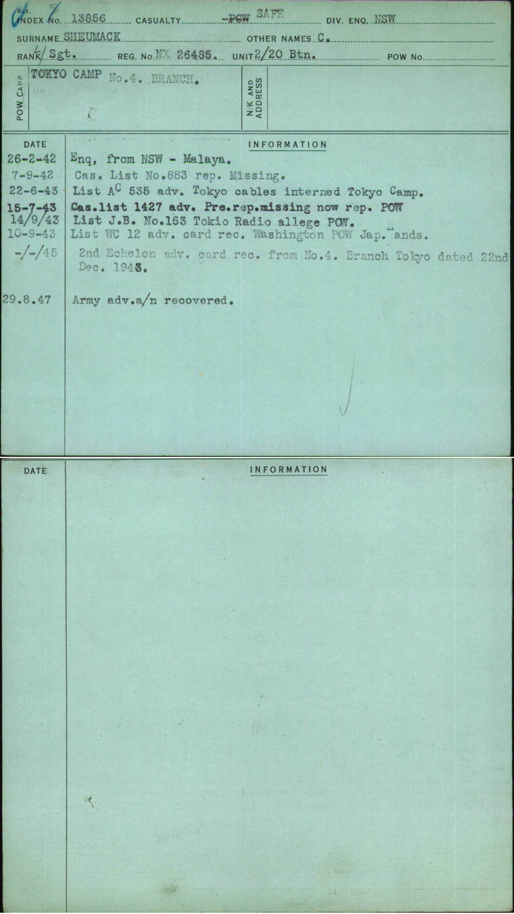 Sheumack, C, NX26485